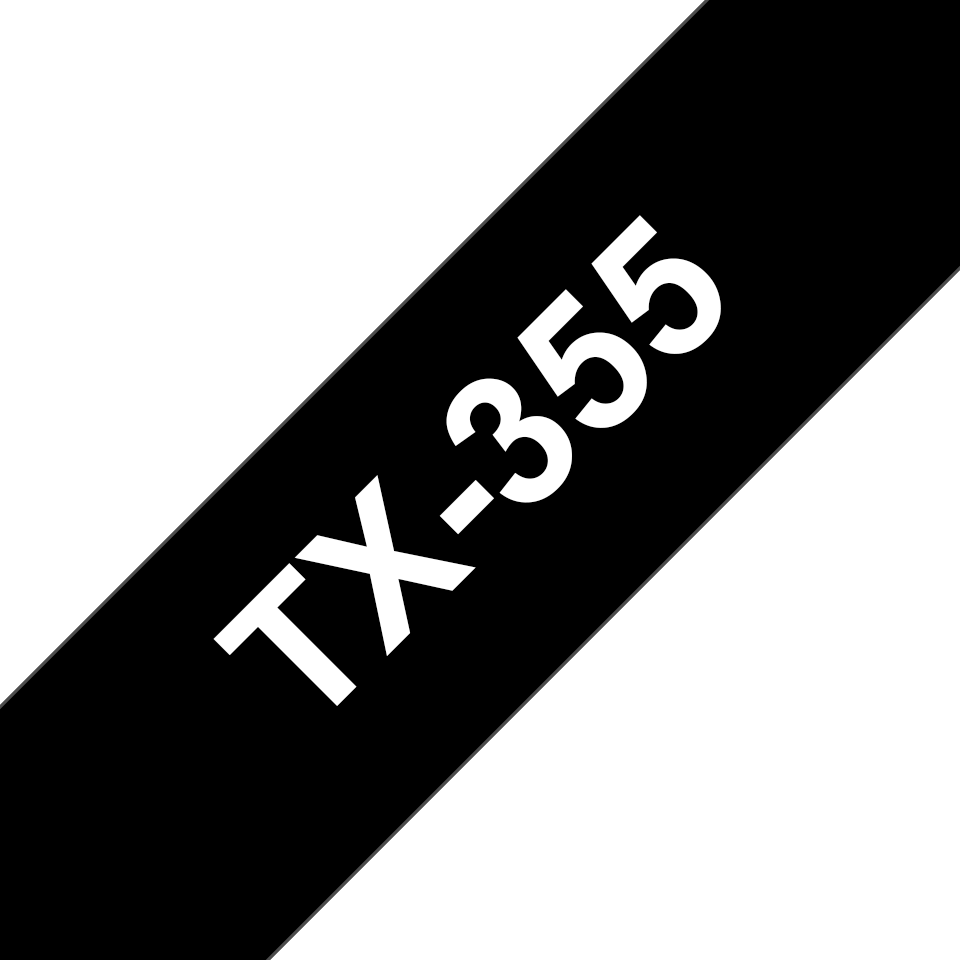 Original TX-355 Schriftbandkassette von Brother – Weiß auf Schwarz, 24 mm breit